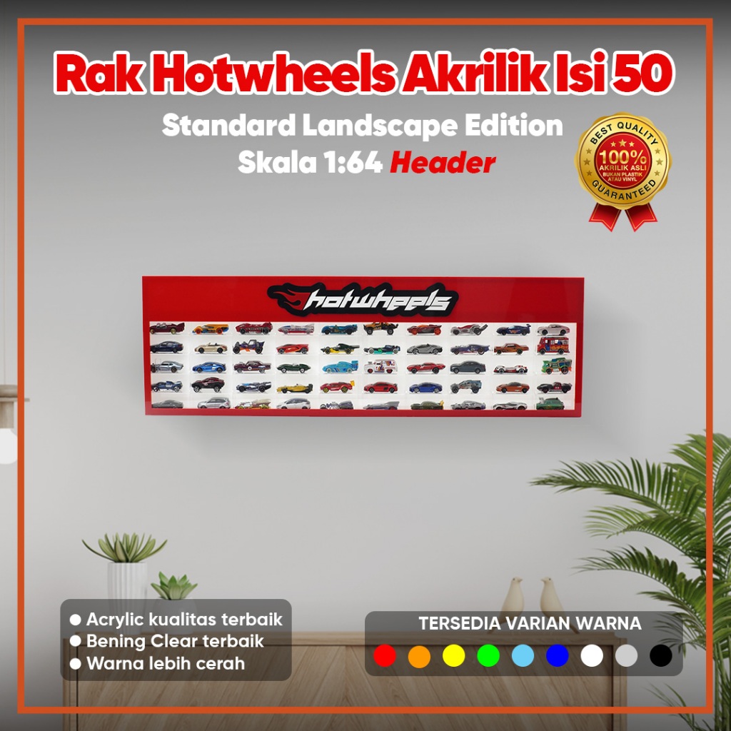Rak Hotwheels Akrilik Isi 50 - Header Landscape Standard Edition Skala 1:64