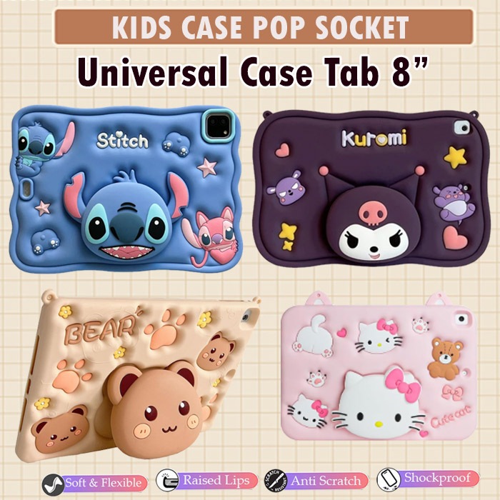 ( UNIVERSAL CASE TAB 8" ) Maxtron Genio Smart Tab 8 8.0 Inch Case Universal Casing Anak Kids Cover S