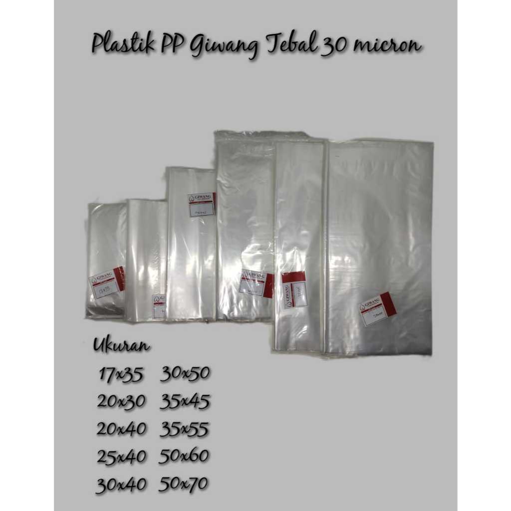 Plastik Kantong Besar Laundry PP Bening 40x60 50x75 60x100 25x40 35x50 30x45 45x65 60x150 GIWANG 0.3