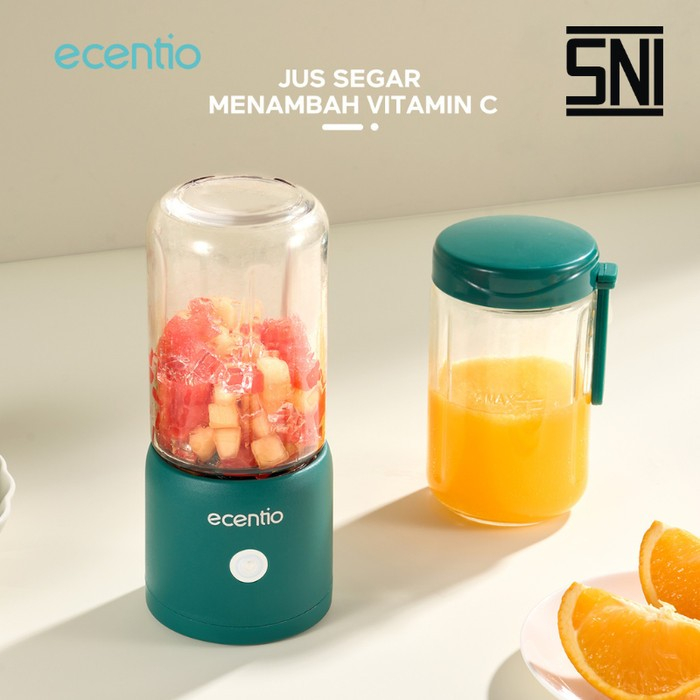 Ecentio blender jus portable mini Kaca 8 mata pisau Juicer cup 380ml Jus Elektrik Rechargeable