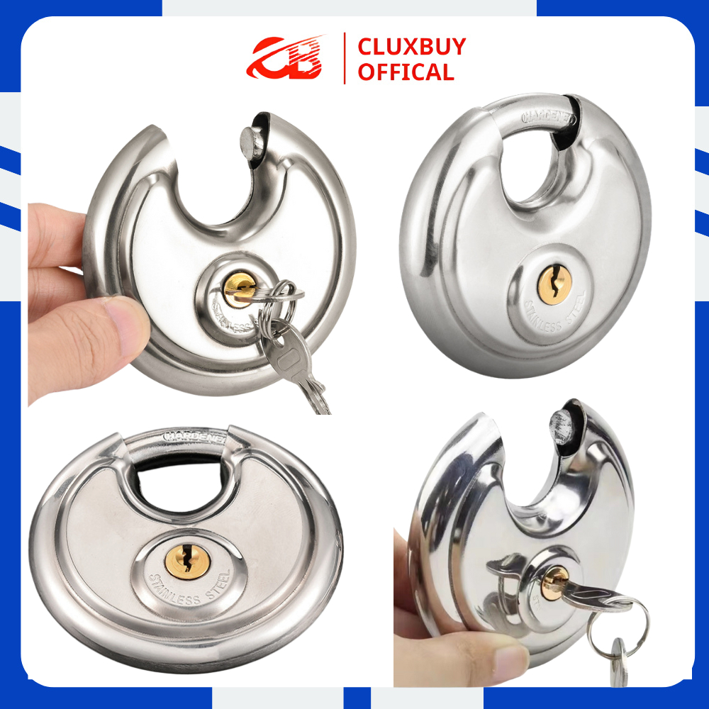 Gembok Baja Tahan Karat Kunci Cakram 70mm, 80mm dengan 2 Kunci Melindungi Pintu Rumah, Sepeda, Baran