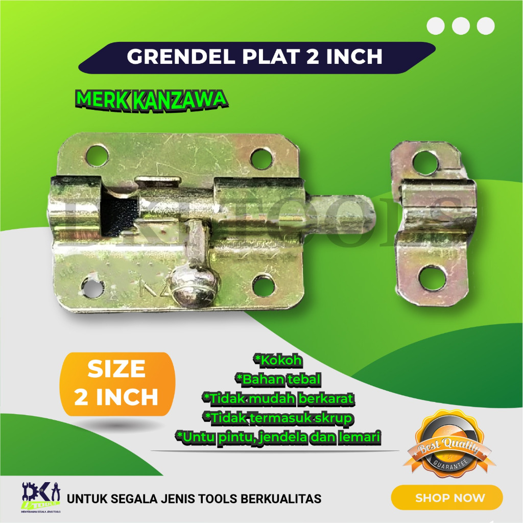 KANZAWA Grendel Slot Gerendel Selot Overpal Kunci Gembok Pintu 2" Inch