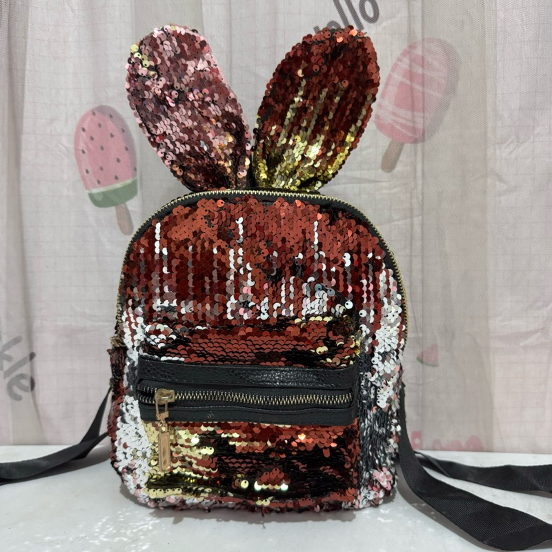 tas ransel wanita. tas ransel lucu. tas ransel telinga berdiri. preloved