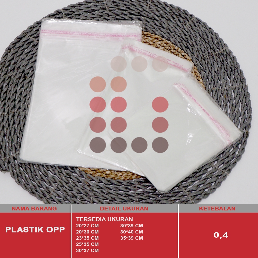 

PLASTIK OPP SEAL / PLASTIK BAJU / PLASTIK UNDANGAN 20x30+3 cm TEBAL 04 ISI 100 PCS