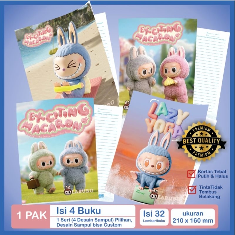 

BUKU TULIS SEKOLAH CUSTOM COVER LABUBU EXCITING MACARON