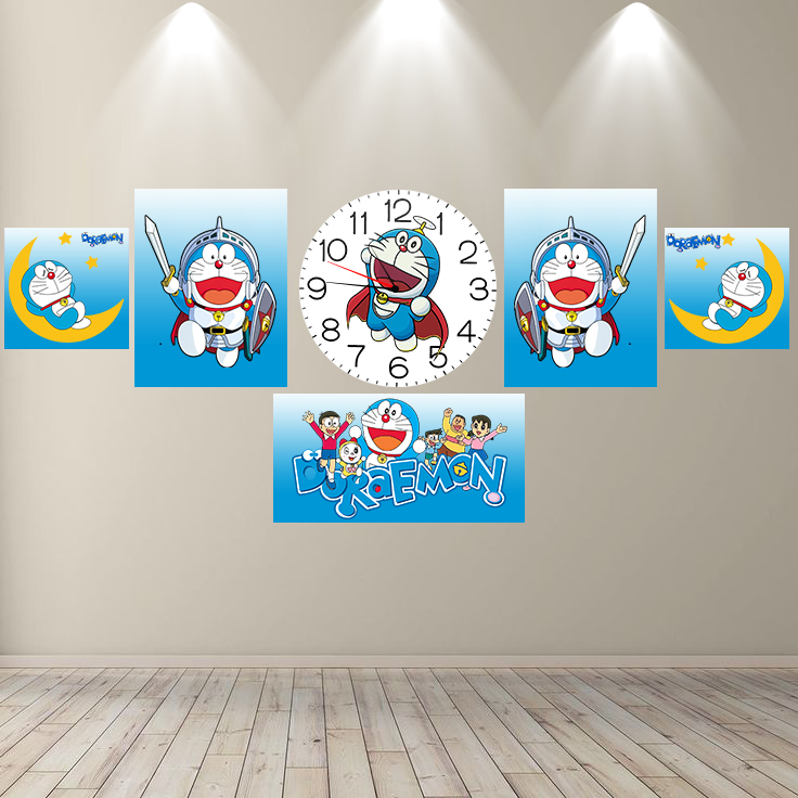 Jam Dinding Analog Karakter Doraemon Keropi Helokitty anak Hiasan Kamar Unik 1 set