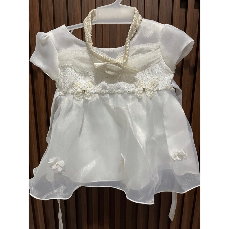 PL - gaun ulang tahun + bando bayi 3-9m