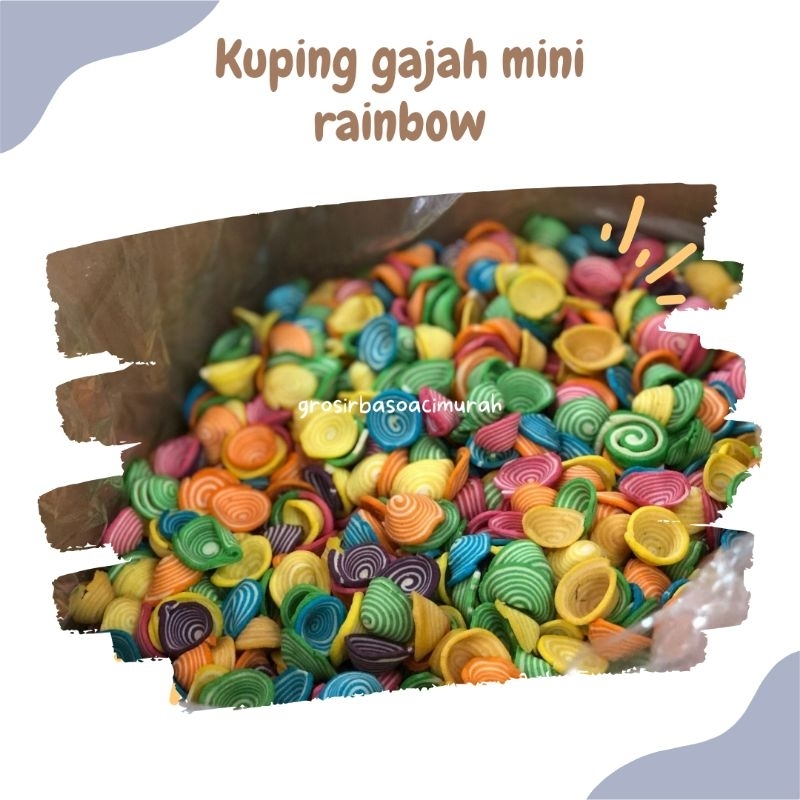 

Kuping Gajah Rainbow Mini 250gr Kuping gajah Pelangi Kupeng Gajah Mini Kupeng Contong Snack Manis