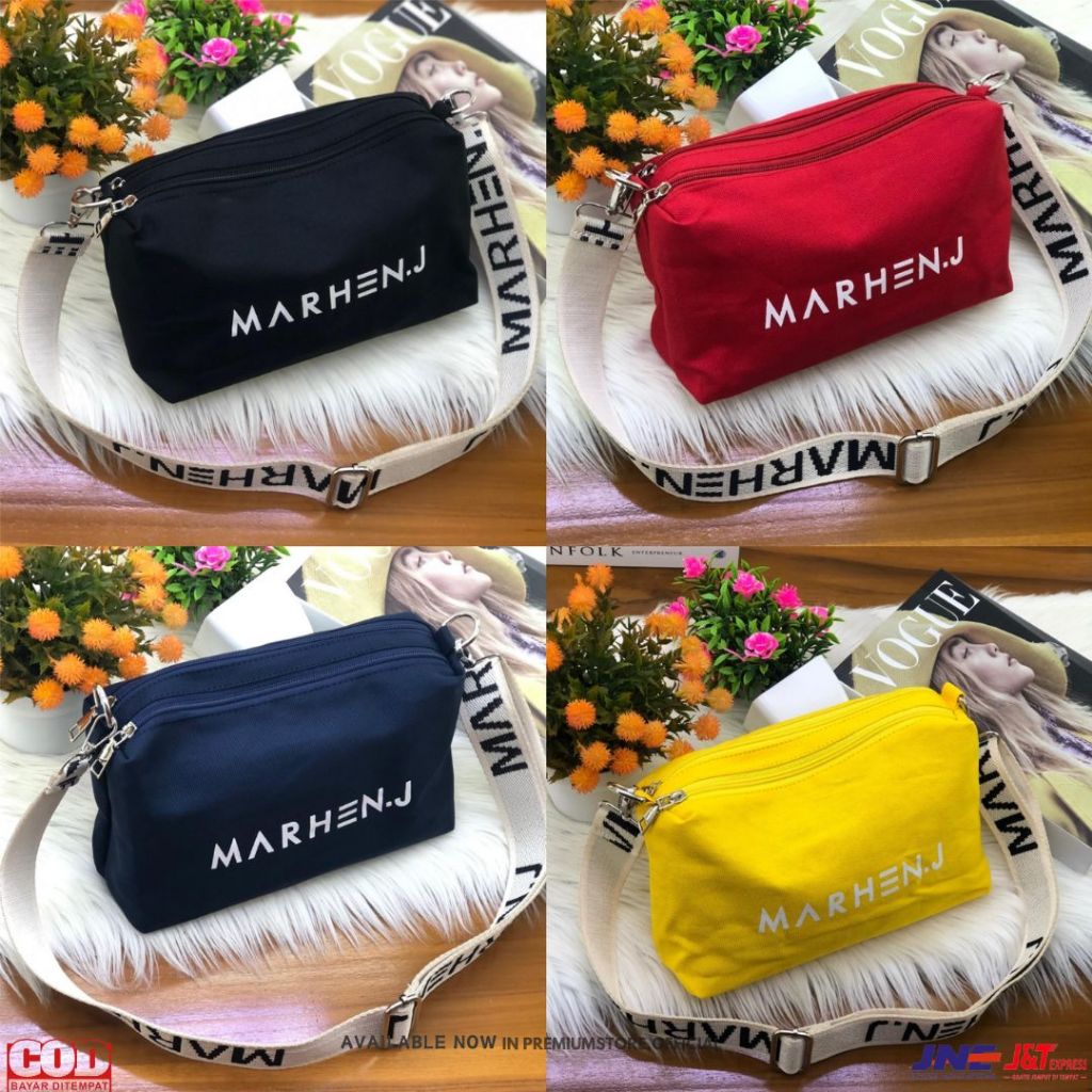 Tas Selempang Wanita MARHEN J Import 2 Ruang Canvas Ukuran 26x16 - 8 Warna