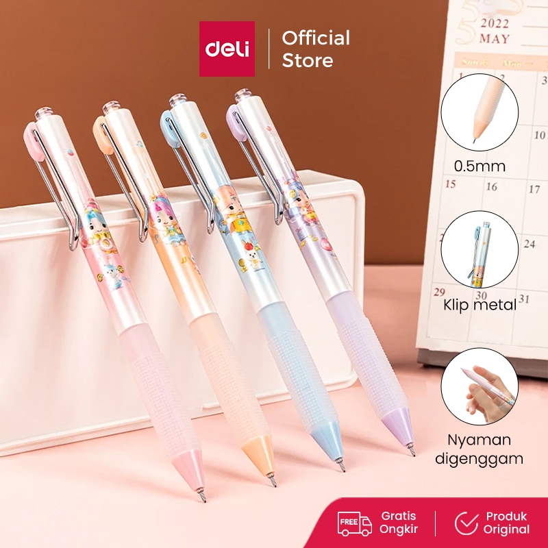 

Deli Gel Pen / Pulpen Gel Kartun 0.5mm Tinta Hitam A132 1 PCS