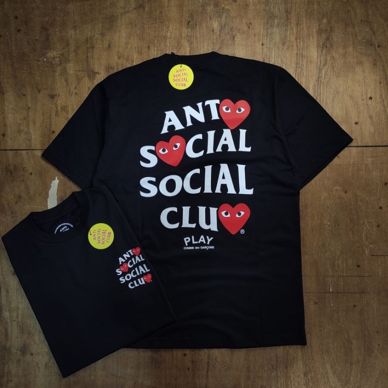 KAOS OVERSIZE CDG COME DES GARCONS COLABORATION X AASC ANTI S0CIAL SOCIAL CLUB PRINTED BLACK TEES BE