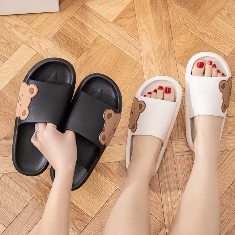 KODE R25R SANDAL SELOP WANITA KARAKTER BEAR SANDAL TEBAL ANTI SLIP