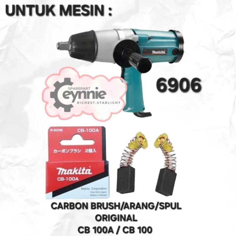CARBON BRUSH MESIN IMPACT WRENCH 6906 MAKITA CB 100A ORIGINAL ARANG SPUL MESIN IMPACT WRENCH 6906 CB