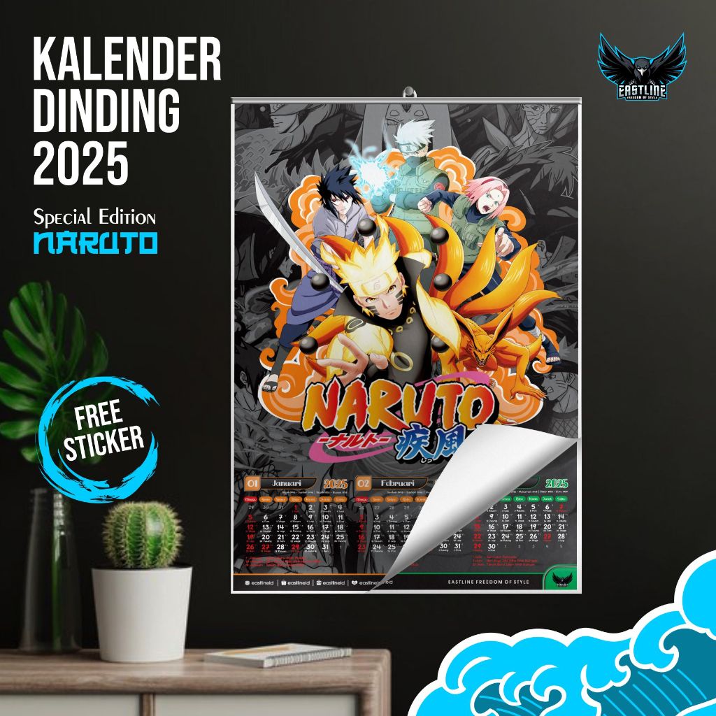 

Kalender Dinding Wall Calender Anime Naruto 2025 Isi 4 Lembar AP150 Ukuran A3