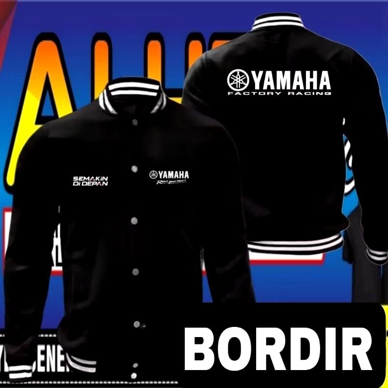 Jaket bordir Yamaha factory racing Jaket Yamaha factory racing Jaket varsity Yamaha factory racing J