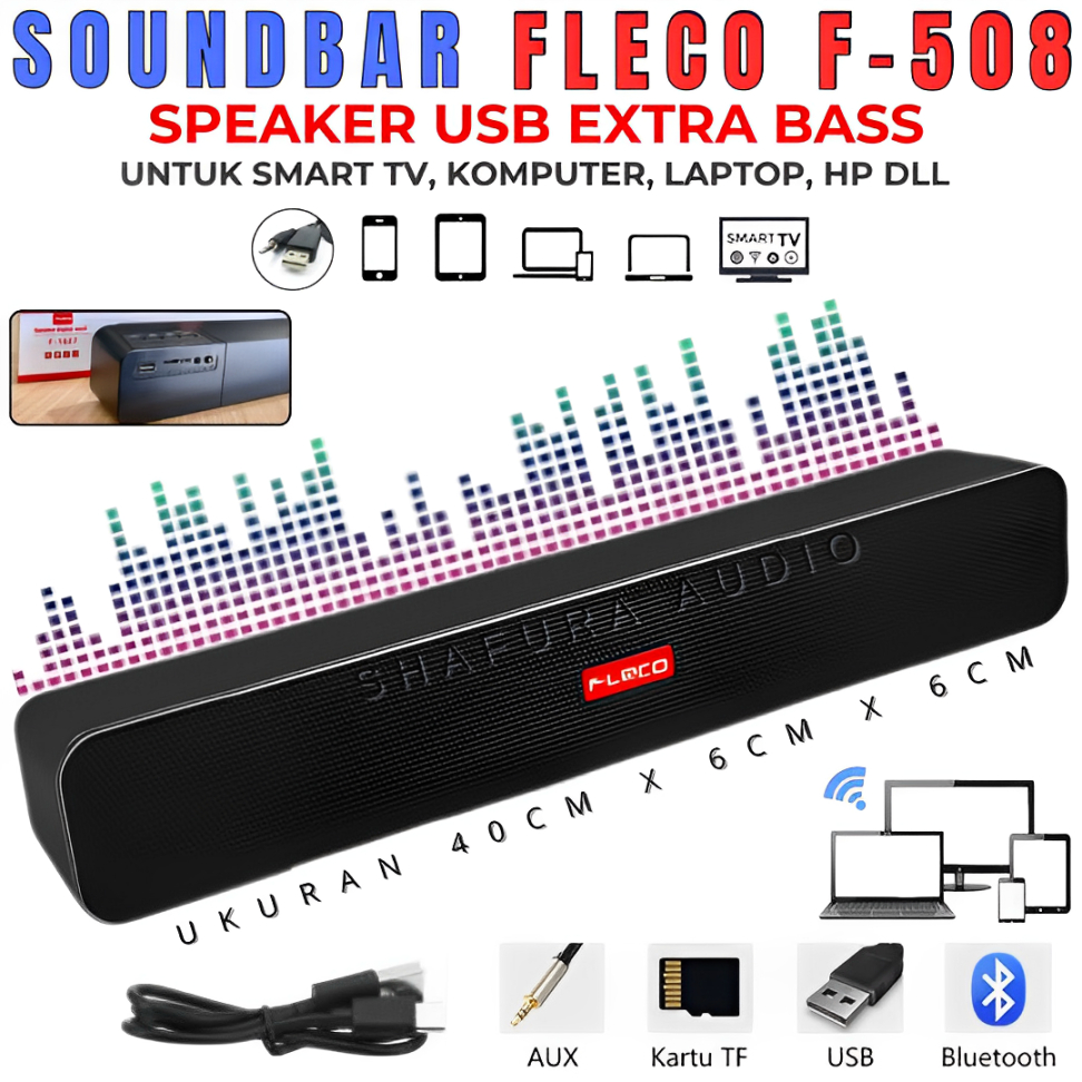 Fleco F-1607 Speaker Usb Komputer | Speaker Bluetooth Tv Full Bass, Laptop, Komputer, Hp Soundbar Fl