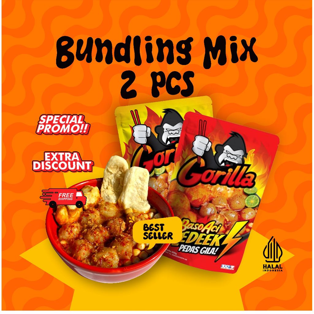 

Paket Bundling 2 Mix Gorilla Baso Aci Tulang Rangu Dan Gledeek