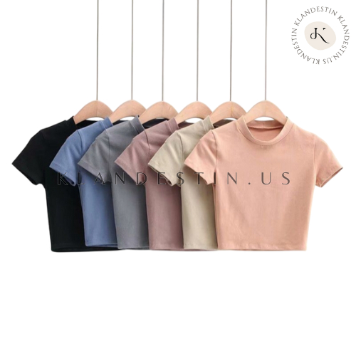 Kaos Crop Top Korea Wanita Polos / Kaos Wanita Crop Tee Press Body (S,M,L,XL)