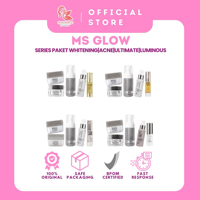 ❤️Bunoshopp28❤️ MS GLOW Series Paket Whitening|Acne|Ultimate|Luminous|satuan