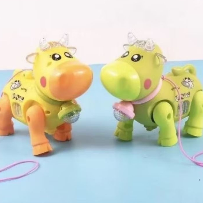 Mainan Anak Hewan Sapi Berjalan Dan Bunyi ada Lampu Pakai baterai