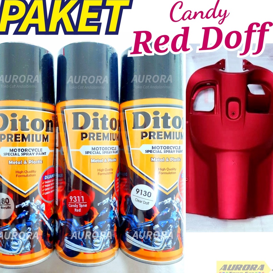 Diskon Gembira  PAKET Diton Premium Silver Metalik 918  Candy Red  Merah 9311  Clear doff 913