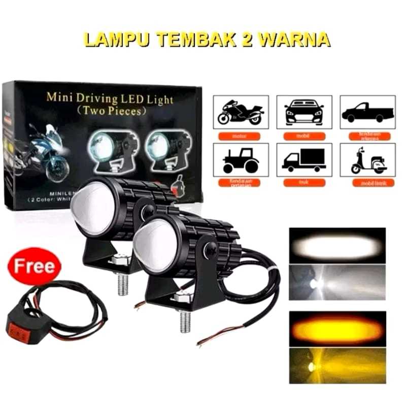 Promo Laser Foglamp D2 Superbright High Low Mini Driving Lampu Tembak Laser BONUS SAKLAR Lampu Sorot