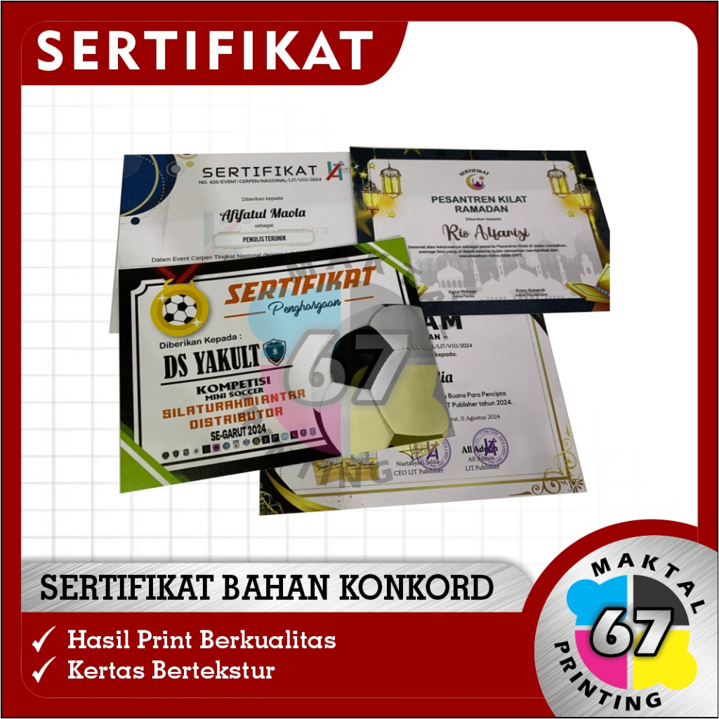 Sertifikat Piagam Penghargaan Custom / Sertifikat Piagam Murah