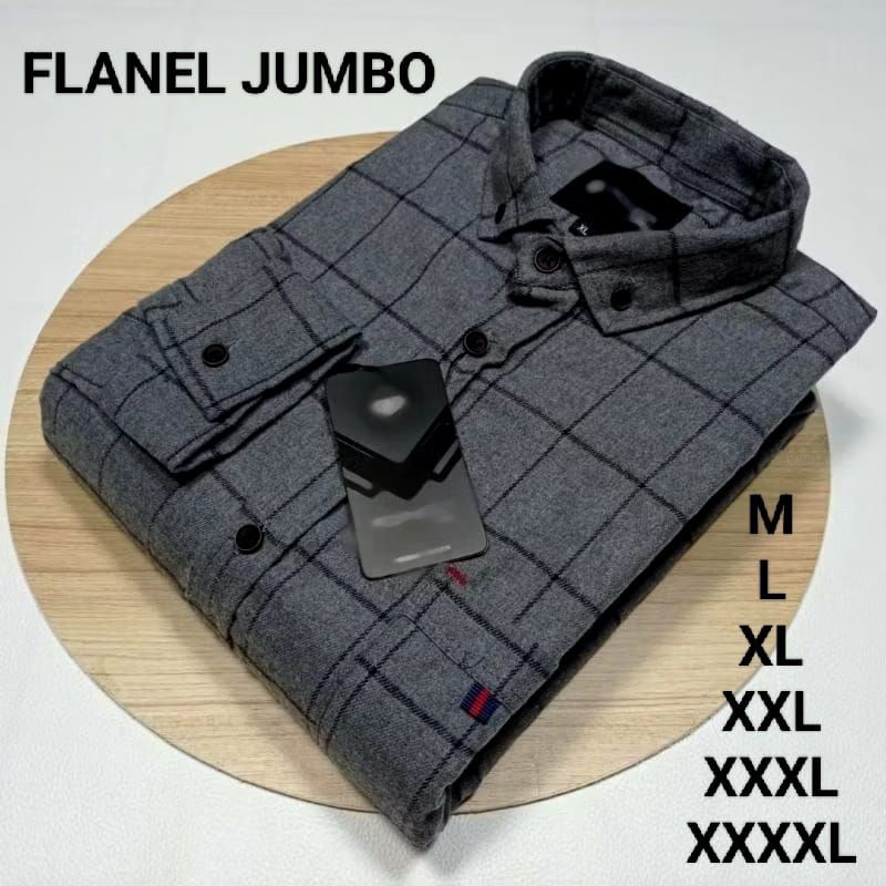 kemeja flanel abu garis hitam