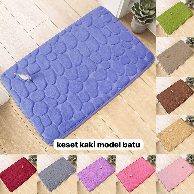 keset kaki 3d Keset Kaki Anti Slip Motif Batu & Kaki / Bahan Memory Foam Menyerap / Keset Kamar Mand