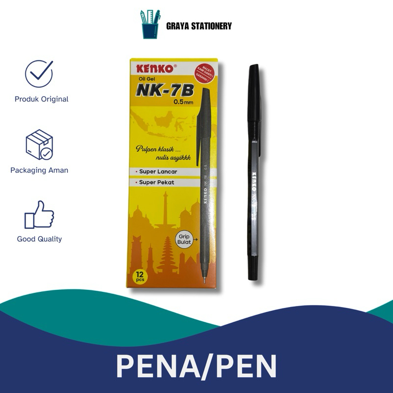 

Pulpen Kenko Oil Gel NK-7B Hitam 0.5mm