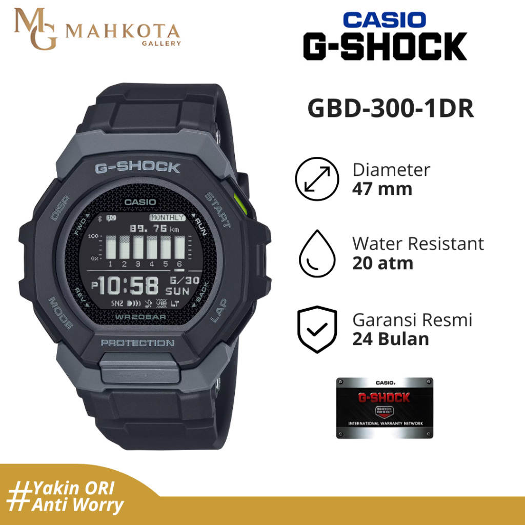 Jam Tangan Pria Casio G-SHOCK GBD-300-1DR Digital Strap Karet Ori & Bergaransi Jam Tangan Palembang