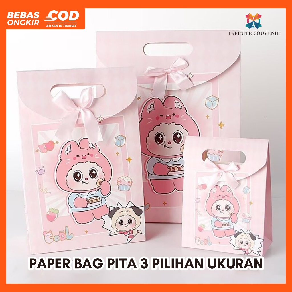 

Paper Bag Pita Size S M L / Tempat Hadiah Ultah dengan Pita Ukuran Kecil Sedang Besar