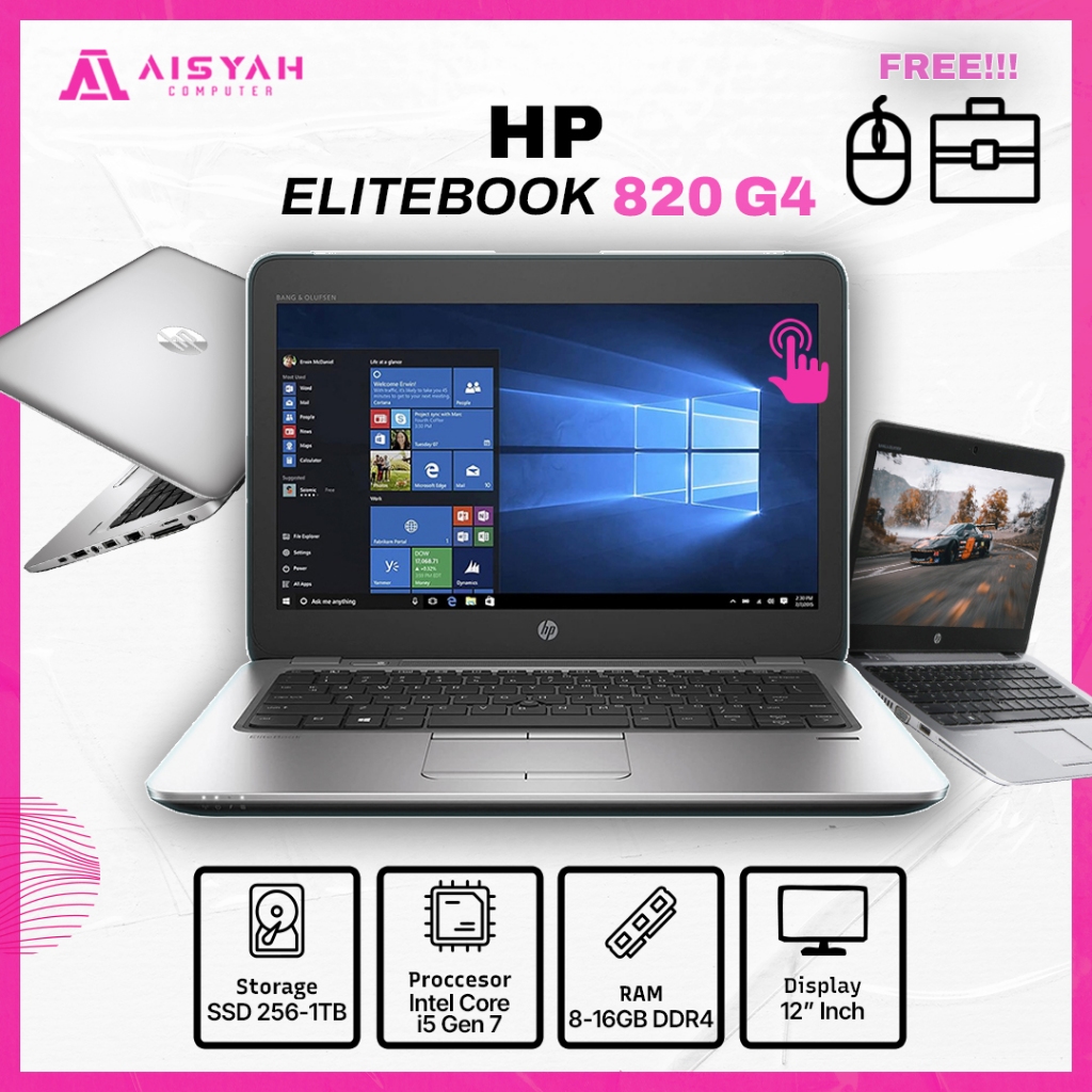 Laptop HP Elitebook 820 G4 Core i5 Gen 7 Ram 16GB SSD 256GB +Touchscreen Mulus BERGARANSI