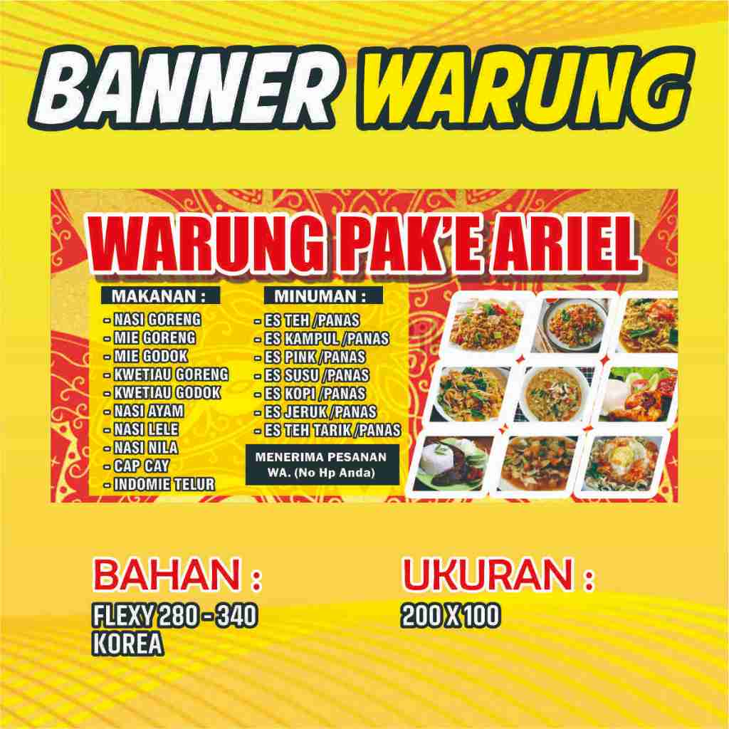 Spanduk Banner Warung/ Banner Warung Makan/ Free Desain/ Spanduk Custom