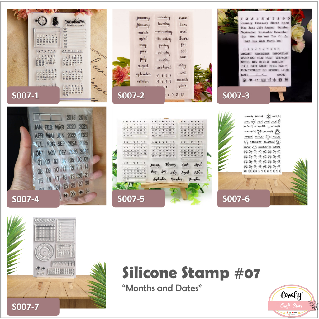 

LovelyCraftStore | S 07 Transparent Silicone rubber Clear Stamp ~ "Months & Dates" Stempel Silikon Transparan untuk journal, cards, art craft, scrapbook ~ STAMP#07
