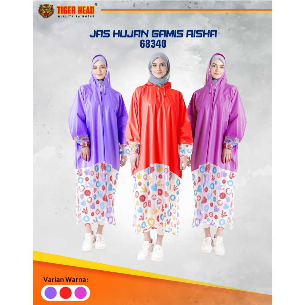 Jas Hujan Wanita / Jas Hujan Gamis Aisha TIGER HEAD 68340