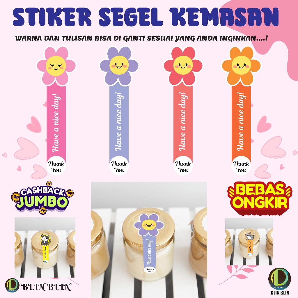 

Stiker Label Thank You, Stiker segel kemasan, segel makanan, segel minuman, segel desert