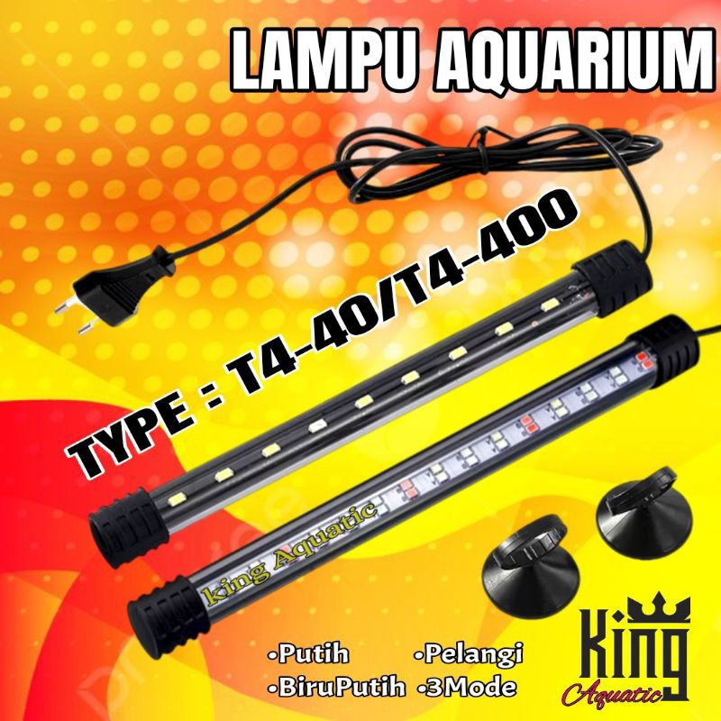 LAMPU AQUARIUM T4-400/T4-40 :Lampu celup led akuarium lamp untuk tank 40 cm 40cm lampu40 warna putih
