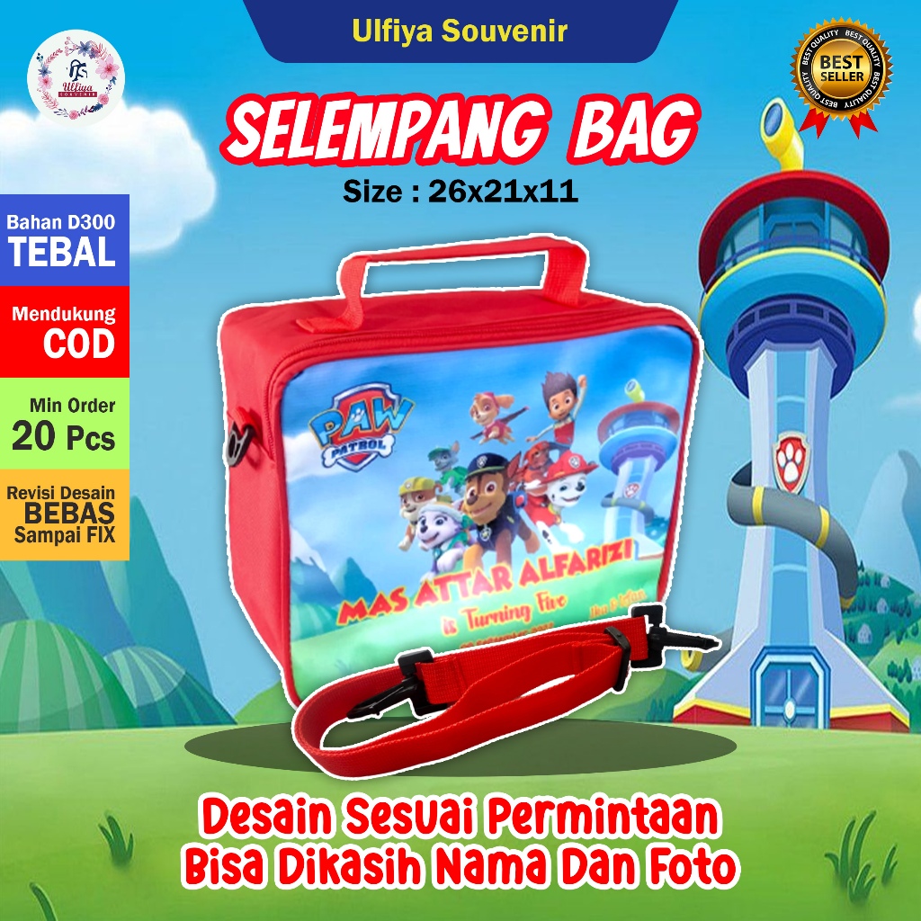 

PREMIUM MODEL SELEMPANG BAG Tas Ultah Murah Di Bawah 20 Ribuan Tema Paw Patrol Dan Bisa Custom Tema Cewek Cowok, Foto, Nama