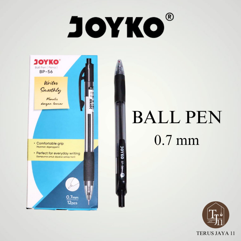 

JOYKO Ball Pen BP-56 ukuran 0.7mm / Bolpoin Joyko / Bolpen Hitam / Pulpen Hitam
