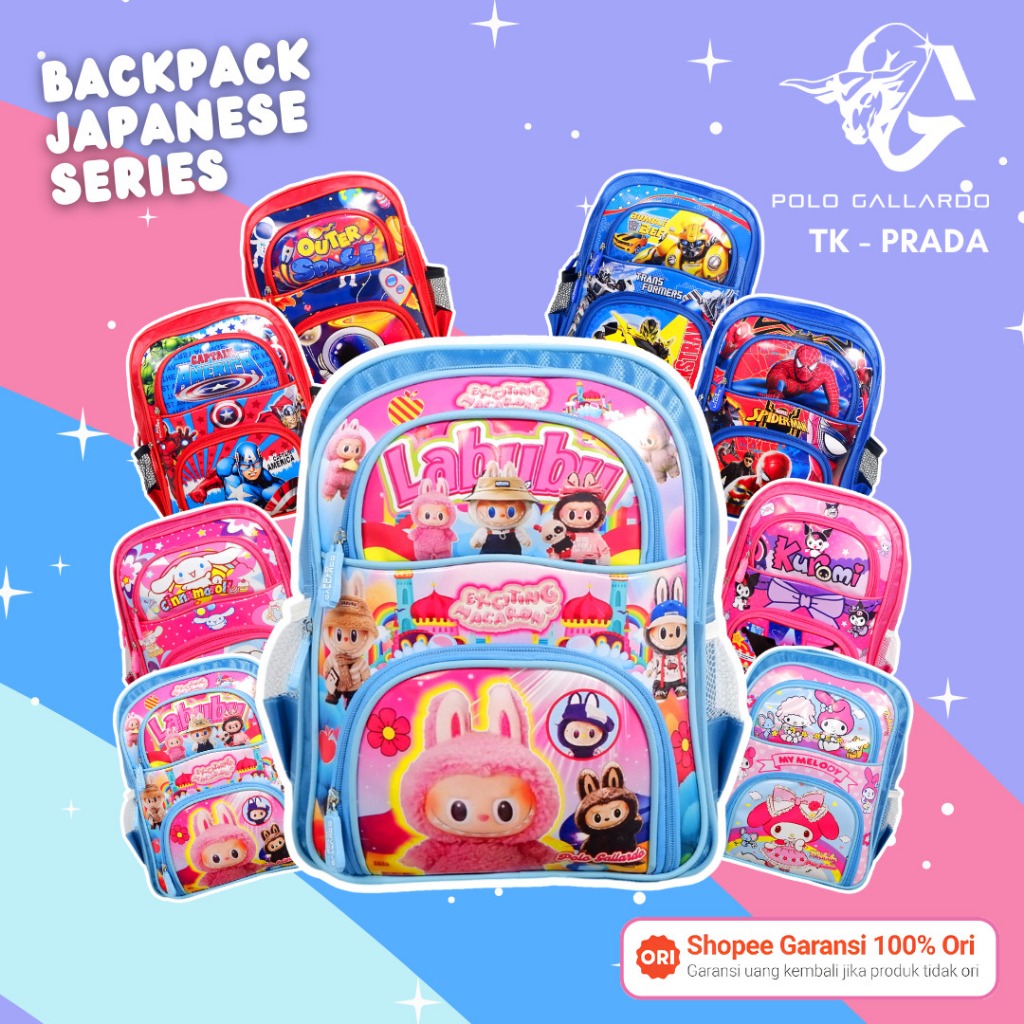 Tas Ransel Jepang PAUD TK Anak Perempuan Polo Gallardo BPR 34 Motif Cewek Backpack Prada