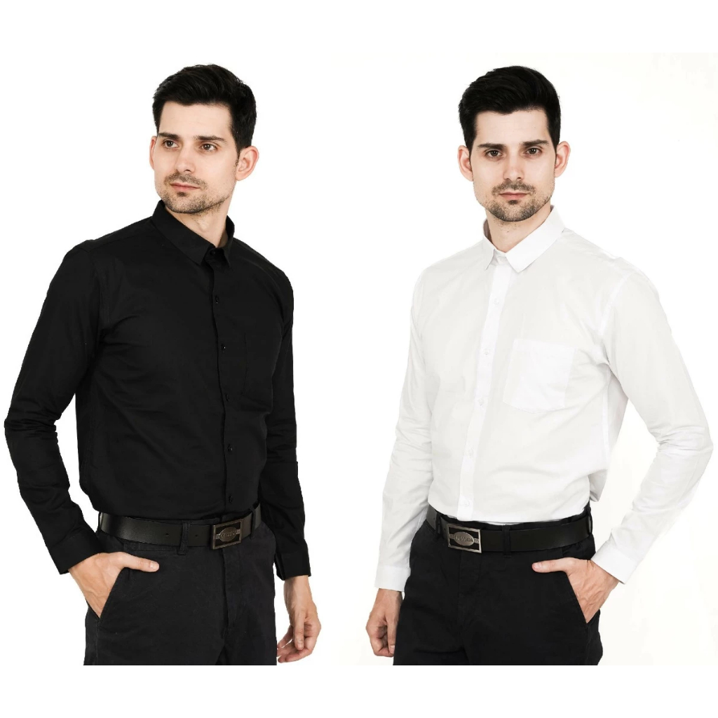 Cressida - kemeja pria formal panjang hitam putih / kemeja formal pria polos bahan katun