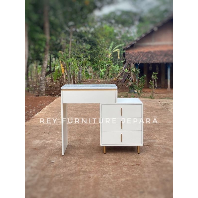 MEJA RIAS MINIMALIS TOP MARMER PUTIH CARARA IMPORT ITALY