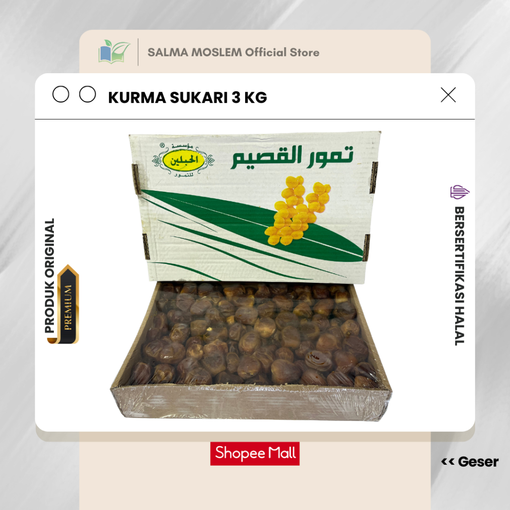 

Kurma Sukari 3 kg Kurma Raja Sukkari Al Qosim 3kg Kurma Basah Lembut Manis