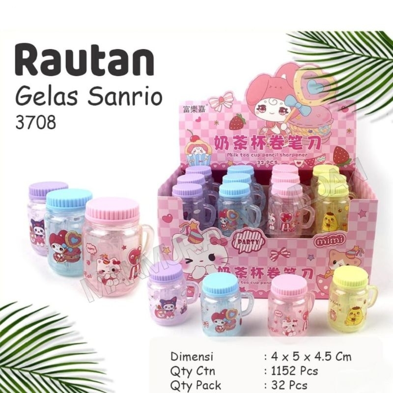 

(1Pcs) Rautan Fancy Gelas Sanrio Unicorn Closet+Eraser Serutan WC Peruncing Penghapus Pensil