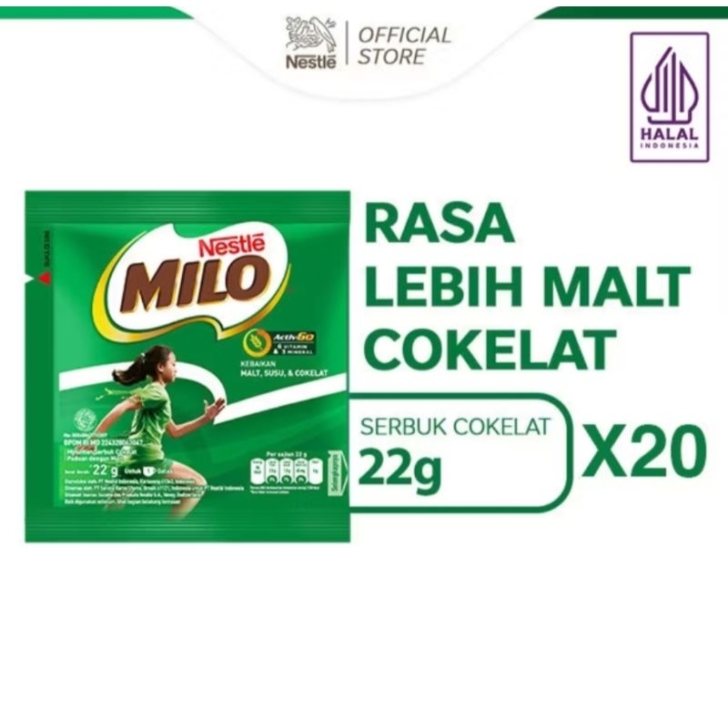 

Milo 22gr kemasan renceng isi 10 pcs