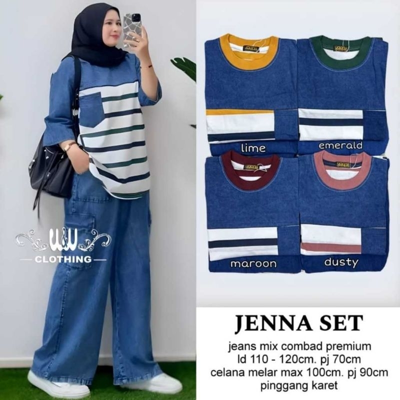Jenna set jeans wanita kombinasi