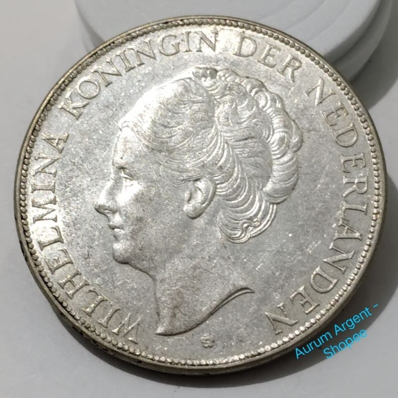 SWILH2.5G-6S.. 1 PC KOIN PERAK KUNO ASLI 2.5 GULDEN WILHELMINA TH 1930.  -- SILVER COIN --