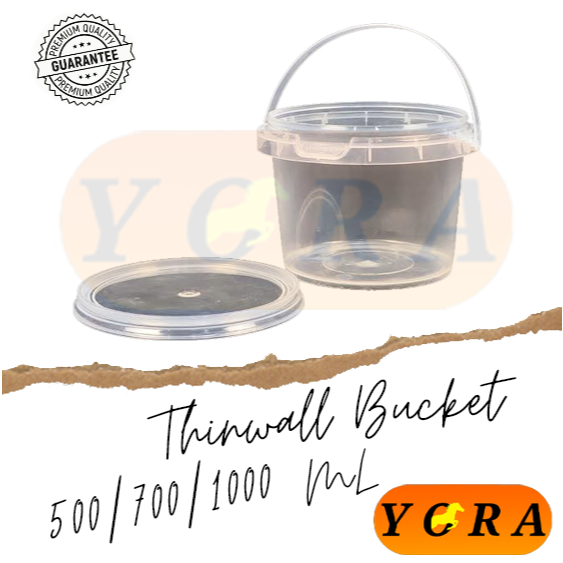 [25 PCS] bucket thinwall ember + handle 500ml 750ml 1000ml / mika keranjang cup gelas ember fruit bu