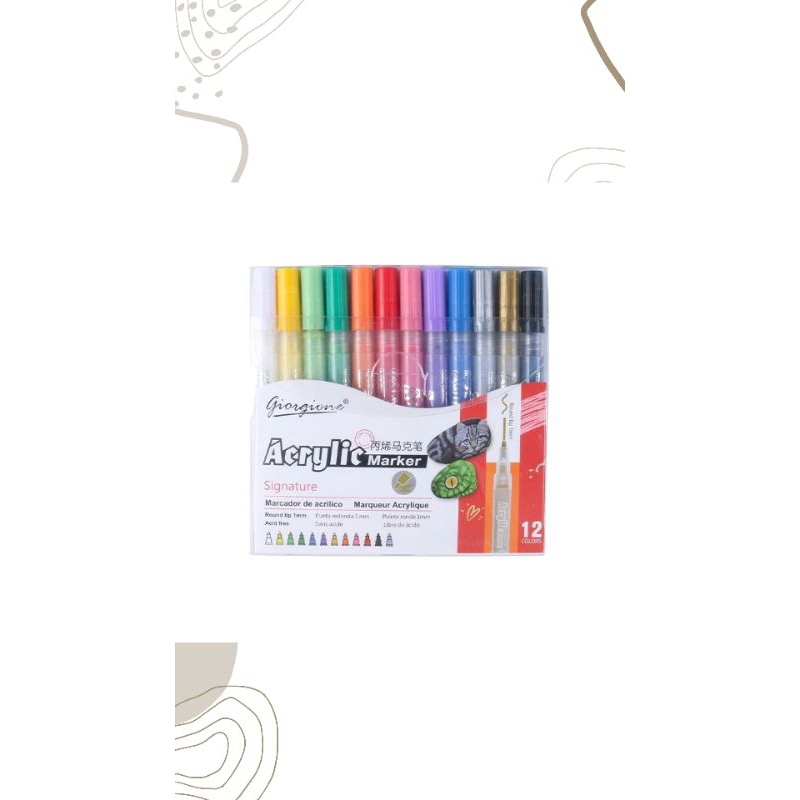 

giorgione akrilic marker pen set sepidol G-MK1105 isi 12 pcs